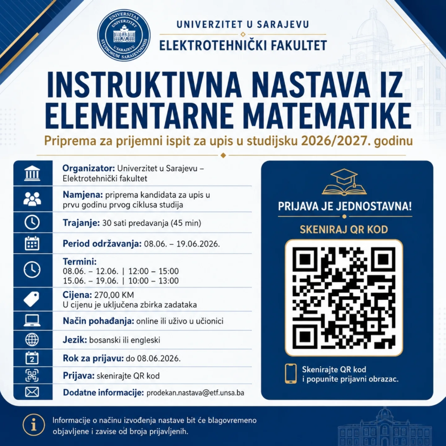 Preparatory Classes in Elementary Mathematics for the Entrance Exam