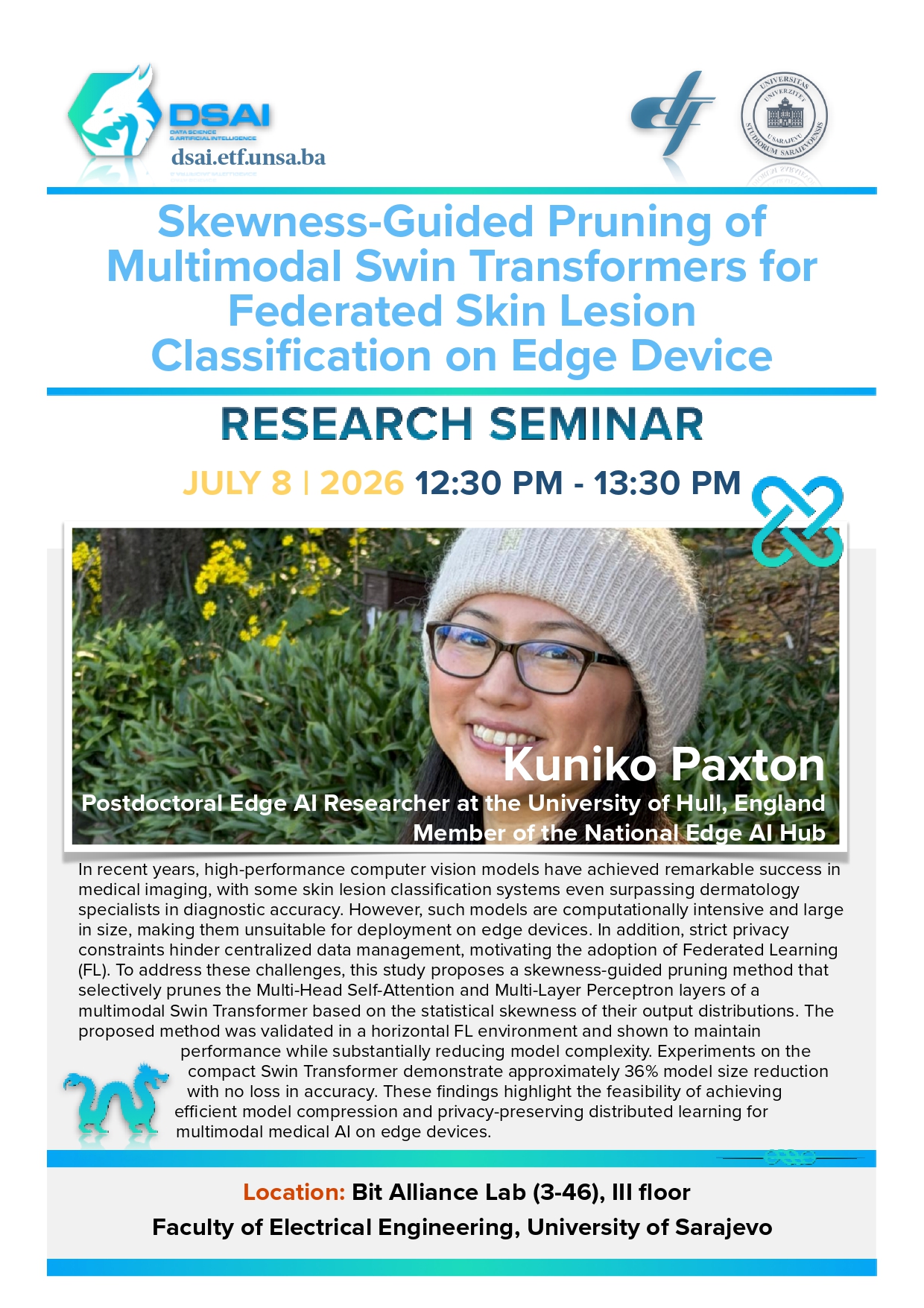 A Research Seminar on Efficient and Privacy-Preserving Medical AI on Edge Devices – Kuniko Paxton, University of Hull